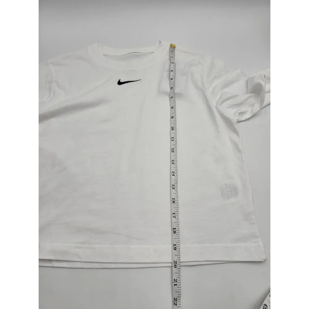 Nike Essential Tee Girl's M White Loose Fit Long Sleeve Shirt NWT